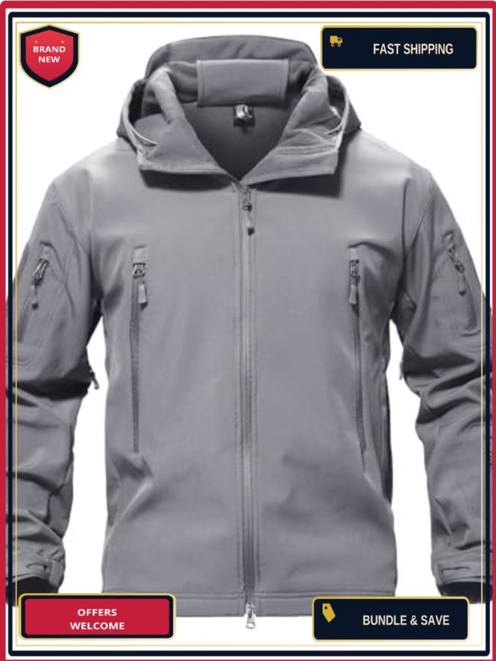Men's Tactical Fleece-Lined Softshell Jacket Waterproof Windproof Winter Coat